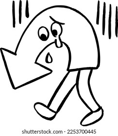 Vector illustration of falling arrow