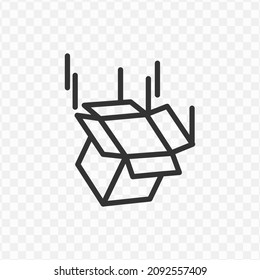 Vector illustration of falling box icon in dark color and transparent background(png).