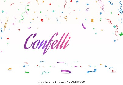 Vector illustration of falling confetti on a transparent background.