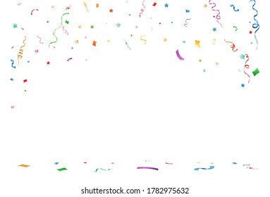 Vector illustration of falling confetti on a transparent background.