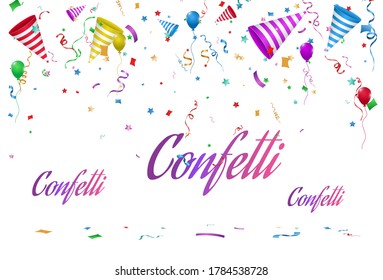 Vector illustration of falling confetti on a transparent background.