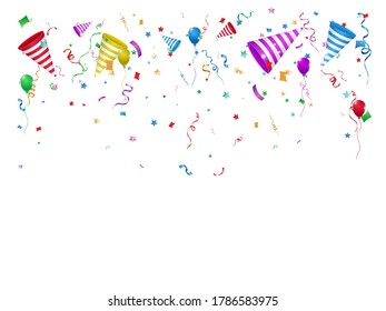 Vector illustration of falling confetti on a transparent background.