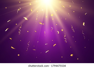 Vector illustration of falling confetti on a transparent background.	
