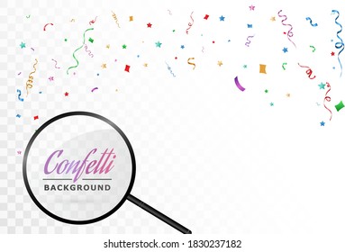 Vector illustration of falling confetti on a transparent background.	
