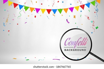 Ilustración vectorial de la caída de un confetti en un fondo transparente.