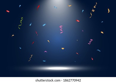 Ilustración vectorial de la caída de un confetti en un fondo transparente.