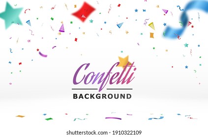 Vector illustration of falling confetti on a transparent background.