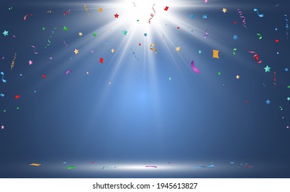 Vector illustration of falling confetti on a transparent background.