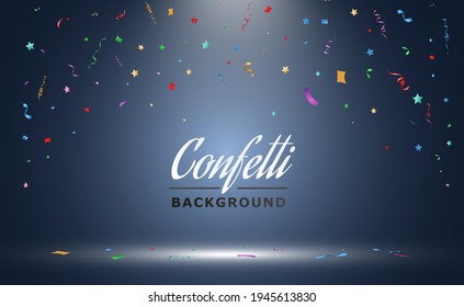 Ilustración vectorial de la caída de un confetti en un fondo transparente.