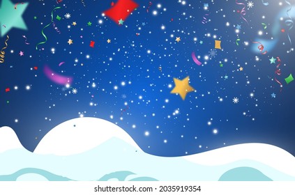 Vector illustration of falling confetti on a transparent background.	
