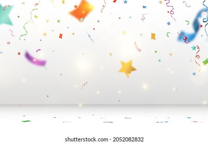 	
Vector illustration of falling confetti on a transparent background.