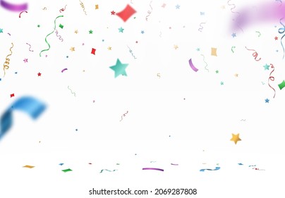 Vector illustration of falling confetti on a transparent background.	
