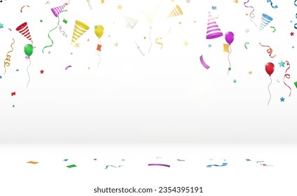 Vector illustration of falling confetti on a transparent background.	
