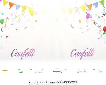 Ilustración vectorial de la caída de un confetti en un fondo transparente.	
