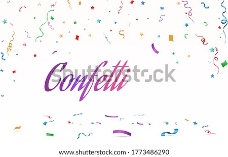 Vector illustration of falling confetti on a transparent background.