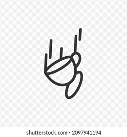 Vector illustration of falling cup icon in dark color and transparent background(png).