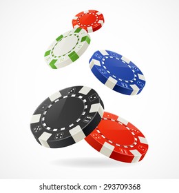 Vector illustration Falling down over Gambling Poker Chips