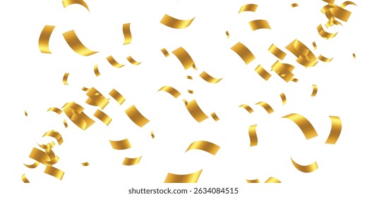 Vector illustration of falling glitter confetti, golden dust with white background. Festive explosion of confetti. Gold glitter background. Golden dots. Vector illustration polka dot