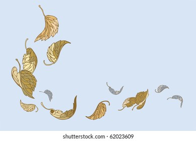 Vector illustration of falling leaves in the autumn