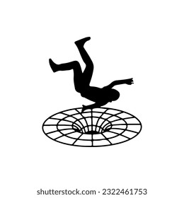 vector illustration of falling man silhouette in circle