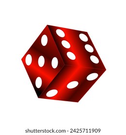Vector illustration of falling red and black gradient colored dice rolling on a white background