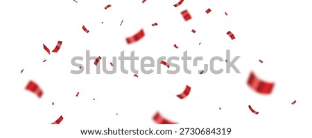Vector Illustration of Falling Red Confetti and ribbons. birthday, holiday and party design element