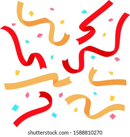 Vector illustration of falling ribbons and confetti