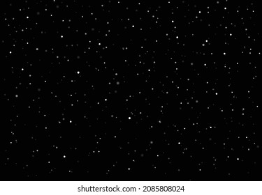 Vector illustration with Falling Snow down on the black background of the Merry Christmas and Happy New Year.