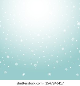 Vector illustration falling snow. Many small snowflakes on a blue background. 