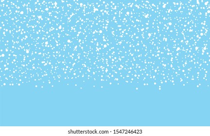 Vector illustration falling snow. Many small snowflakes on a blue background. 