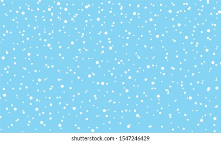 Vector illustration falling snow. Many small snowflakes on a blue background. 