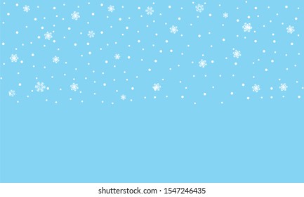 Vector illustration falling snow. Many small snowflakes on a blue background. 