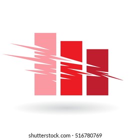 Vektorgrafik von Falling Stats Abstraktes Symbol einzeln auf weißem Hintergrund