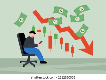 Vector Illustration Of A Falling Stock Price.