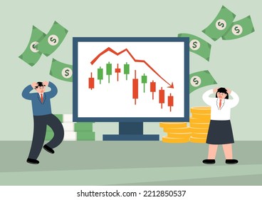 Vector Illustration Of A Falling Stock Price.