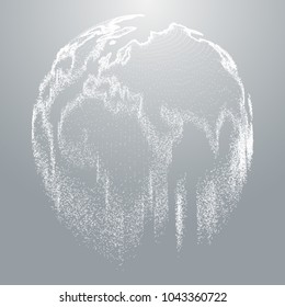 Ilustración vectorial de una malla de punto de globo blanco que cae - Fondo de partículas