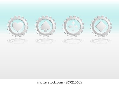 Vector Illustration of Falling wite Poker Chips Isolated on White background. Vector eps 10