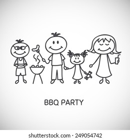 Vector illustration of family barbecue party