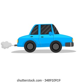 Vector Illustration of Family Blue Car