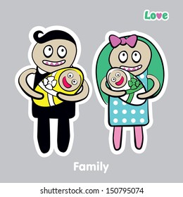 vector illustration of a family with a child