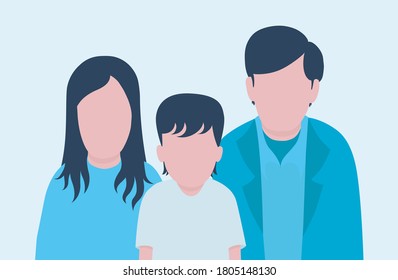vector illustration of a family,  complete prosperous family