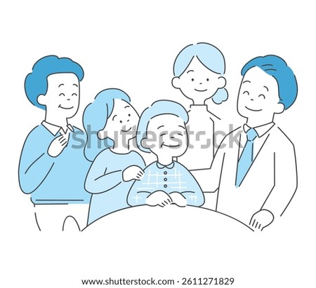 Vector illustration of family, doctors and nurses surrounding a patient