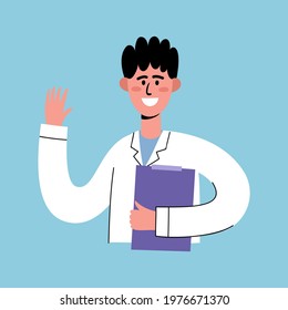 Vector illustration of family european male doctor