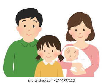 Vector illustration of a family of four