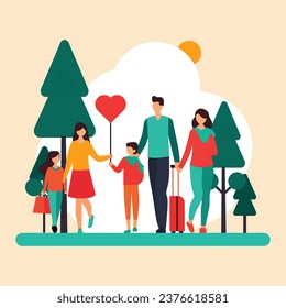 vector illustration of a family going on holiday.