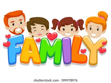 Vector Illustration of Family Head with Letters