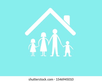 Vector illustration of family icon inside the house.Vector illustration EPS 10.