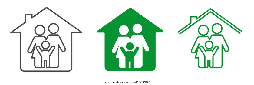 Vector illustration of family icon inside the house