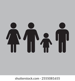 Vector illustration of Family Icon.Flat icon for apps and website.Black and white graphic element.
