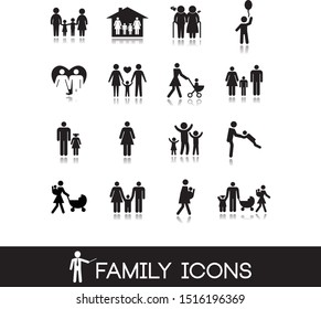 Vector illustration. Family icons set.